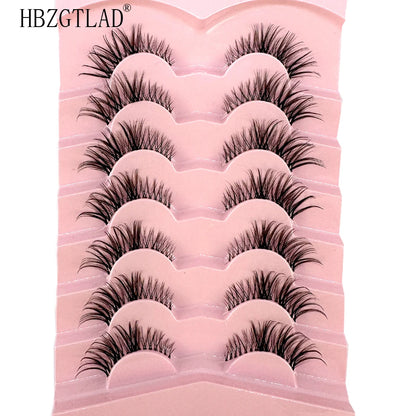 NEW 7Pairs Cat Eye Lashes Faux Mink Eyelashes Natural long Full Strip Lashes Winged End Eye Elongated Fake Lashes Soft Eyelashes
