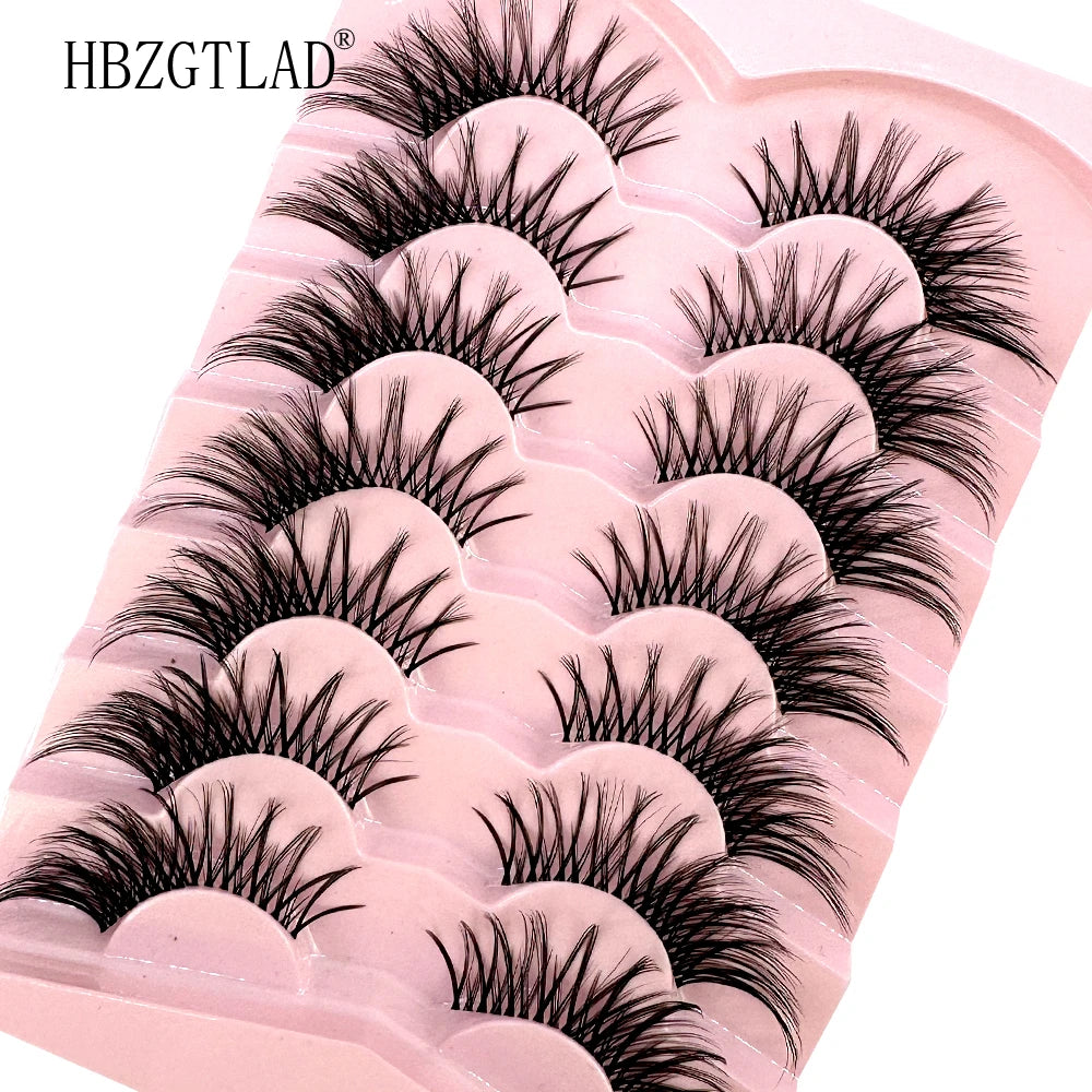 NEW 7Pairs Cat Eye Lashes Faux Mink Eyelashes Natural long Full Strip Lashes Winged End Eye Elongated Fake Lashes Soft Eyelashes