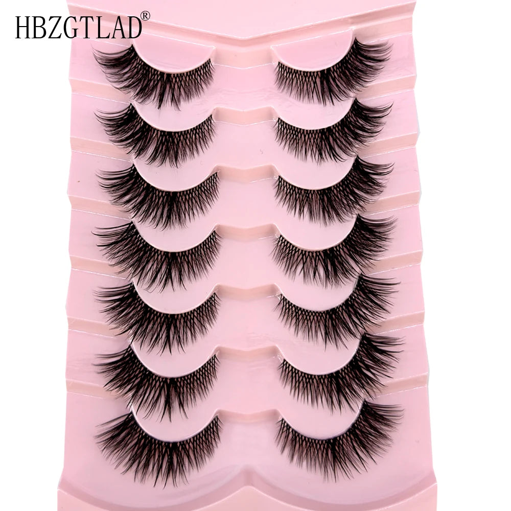 NEW 7Pairs Cat Eye Lashes Faux Mink Eyelashes Natural long Full Strip Lashes Winged End Eye Elongated Fake Lashes Soft Eyelashes
