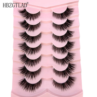 NEW 7Pairs Cat Eye Lashes Faux Mink Eyelashes Natural long Full Strip Lashes Winged End Eye Elongated Fake Lashes Soft Eyelashes