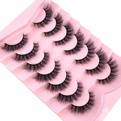 New 7 Pairs Mink Lashes Natural Look False Eyelashes Wispy Cat Eye Lashes Fluffy 3D Mink Lashes Natural Fake Lashes Strip Lashes