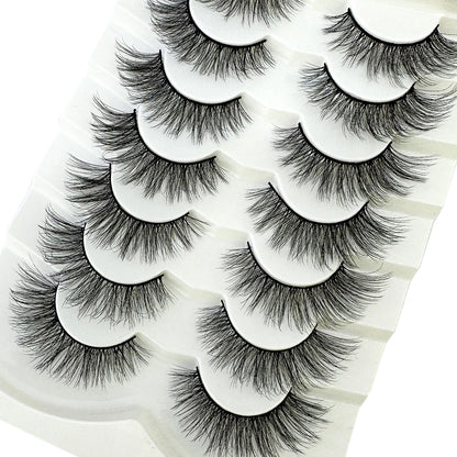 NEW 7Pairs Cat Eye Lashes Faux Mink Eyelashes Natural long Full Strip Lashes Winged End Eye Elongated Fake Lashes Soft Eyelashes