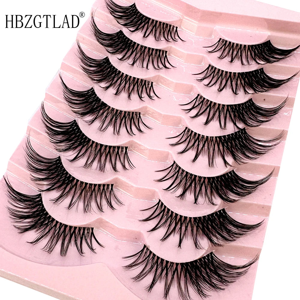NEW 7Pairs Cat Eye Lashes Faux Mink Eyelashes Natural long Full Strip Lashes Winged End Eye Elongated Fake Lashes Soft Eyelashes