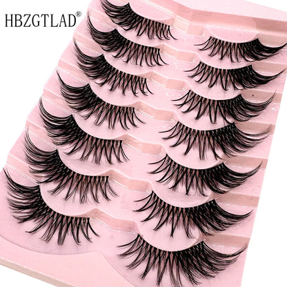 NEW 7Pairs Cat Eye Lashes Faux Mink Eyelashes Natural long Full Strip Lashes Winged End Eye Elongated Fake Lashes Soft Eyelashes