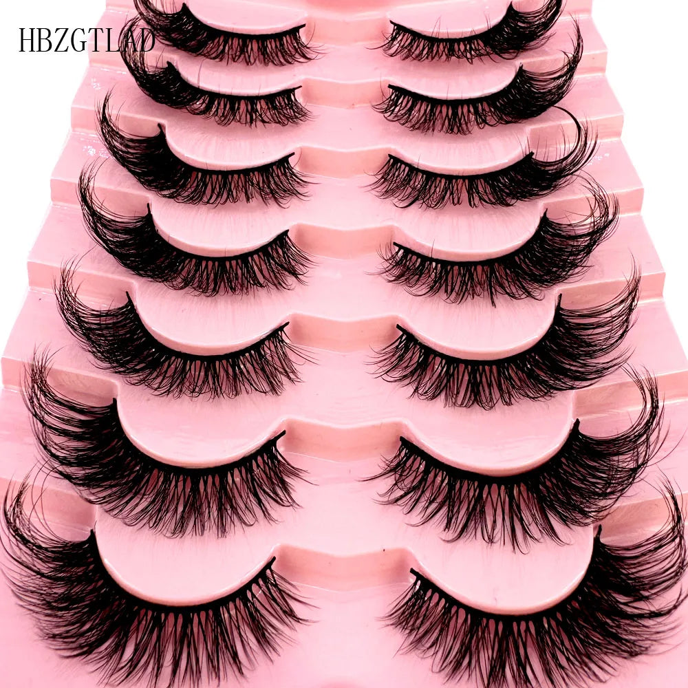 NEW 7Pairs Cat Eye Lashes Faux Mink Eyelashes Natural long Full Strip Lashes Winged End Eye Elongated Fake Lashes Soft Eyelashes