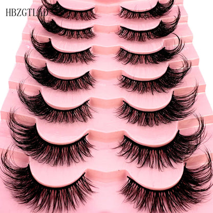 NEW 7Pairs Cat Eye Lashes Faux Mink Eyelashes Natural long Full Strip Lashes Winged End Eye Elongated Fake Lashes Soft Eyelashes