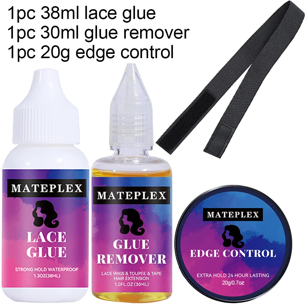 4PCS/Lot Wig Glue for Lace Waterproof Lace Glue Adhesive Strong Hold Hair Edge Control Melt Band Hair Brush Wig Installation Kit