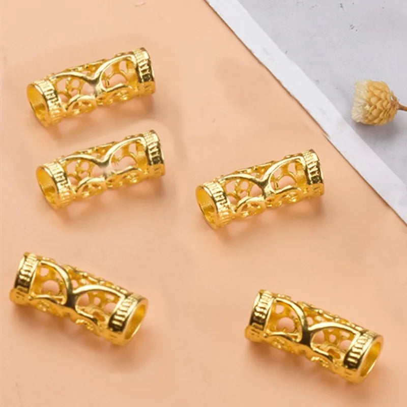 5Pcs/bag Metal Hair Braid Rings Dreadlock Beads Cuffs Tubes 3D Charms Dreadlock Dread Hair Braids Jewelry Decoration Accessories