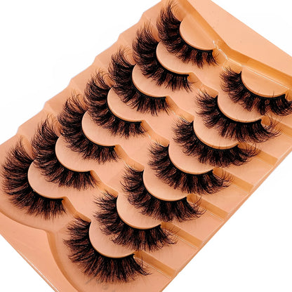 Mink Lashes Natural Look False Eyelashes Wispy Cat Eye Lashes Fluffy 3D Mink Lashes Natural Fake Lashes Strip Lashes Pack 7Pairs