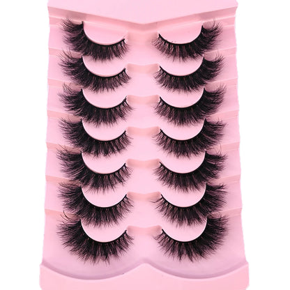 New 7 Pairs Mink Lashes Natural Look False Eyelashes Wispy Cat Eye Lashes Fluffy 3D Mink Lashes Natural Fake Lashes Strip Lashes