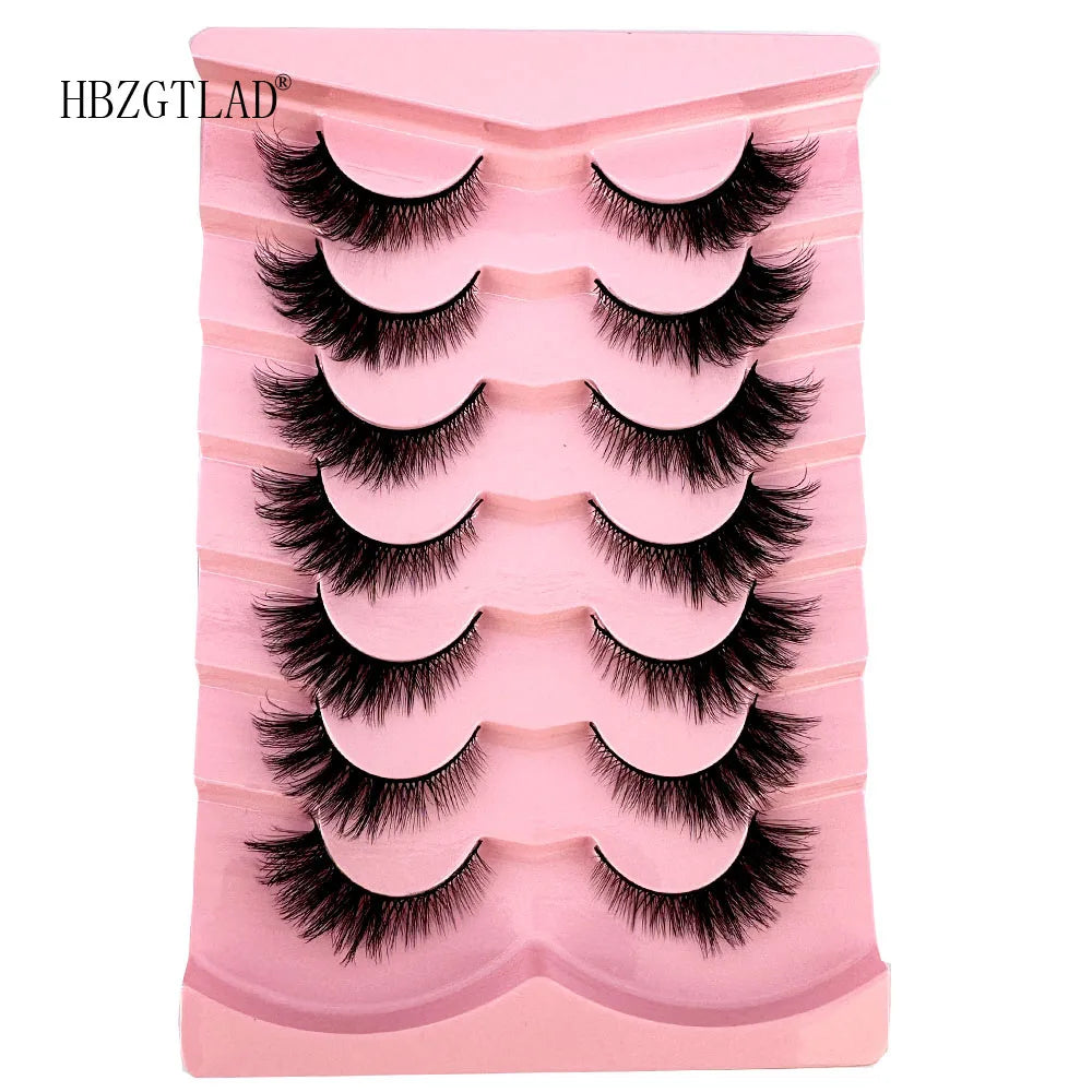 NEW 7Pairs Cat Eye Lashes Faux Mink Eyelashes Natural long Full Strip Lashes Winged End Eye Elongated Fake Lashes Soft Eyelashes