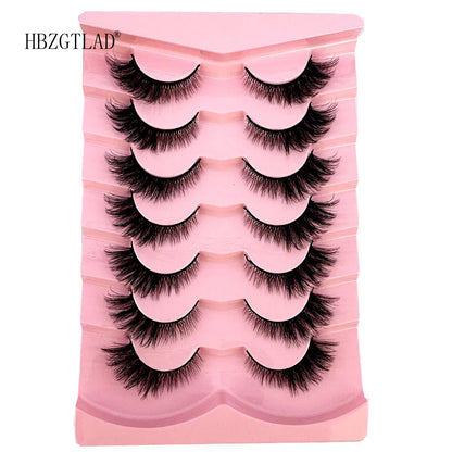 NEW 7Pairs Cat Eye Lashes Faux Mink Eyelashes Natural long Full Strip Lashes Winged End Eye Elongated Fake Lashes Soft Eyelashes