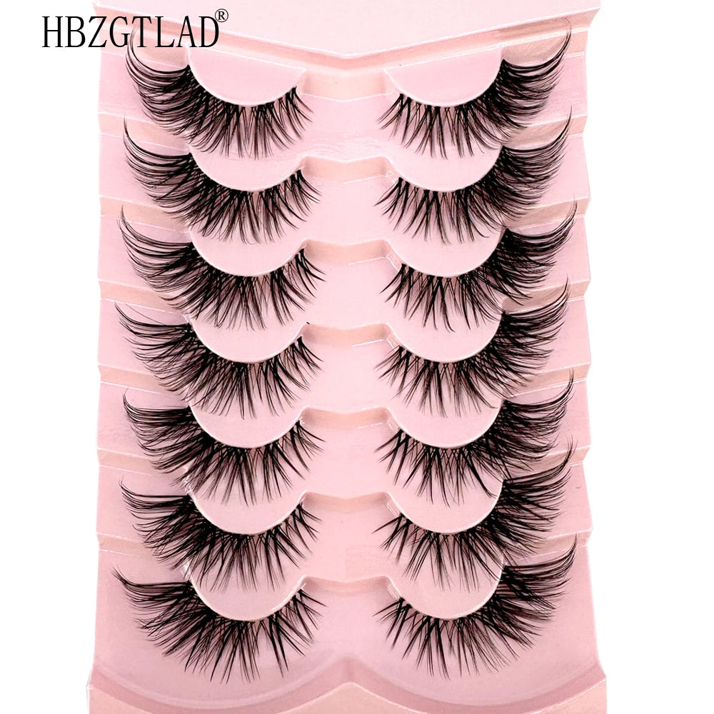 NEW 7Pairs Cat Eye Lashes Faux Mink Eyelashes Natural long Full Strip Lashes Winged End Eye Elongated Fake Lashes Soft Eyelashes