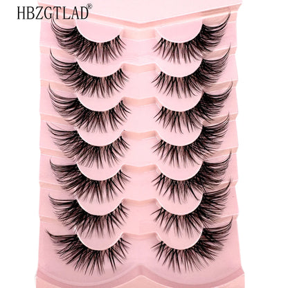 NEW 7Pairs Cat Eye Lashes Faux Mink Eyelashes Natural long Full Strip Lashes Winged End Eye Elongated Fake Lashes Soft Eyelashes