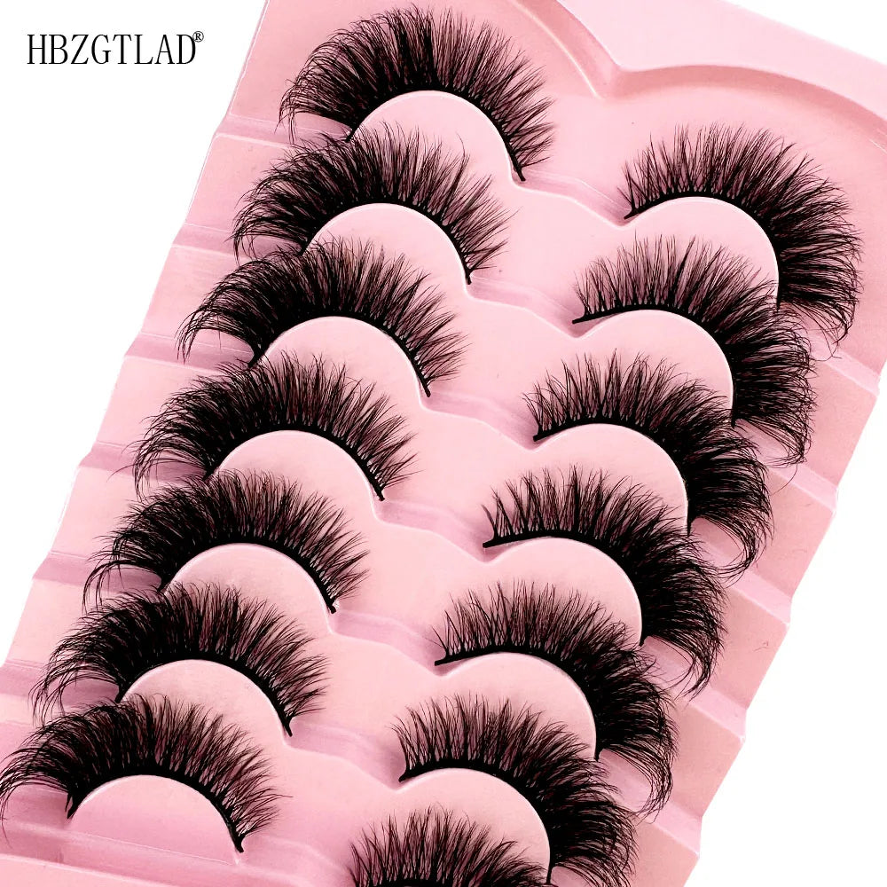 NEW 7Pairs Cat Eye Lashes Faux Mink Eyelashes Natural long Full Strip Lashes Winged End Eye Elongated Fake Lashes Soft Eyelashes