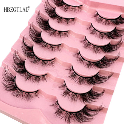 NEW 7Pairs Cat Eye Lashes Faux Mink Eyelashes Natural long Full Strip Lashes Winged End Eye Elongated Fake Lashes Soft Eyelashes