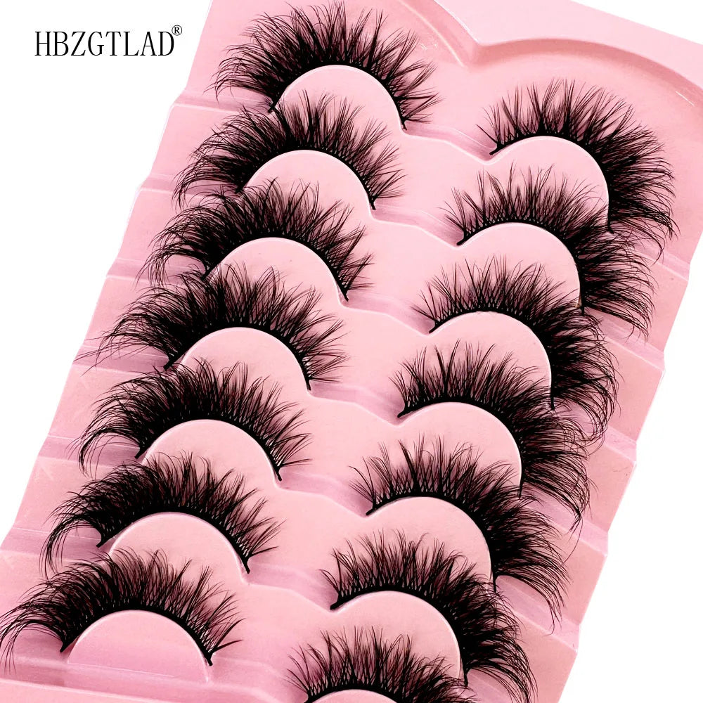 NEW 7Pairs Cat Eye Lashes Faux Mink Eyelashes Natural long Full Strip Lashes Winged End Eye Elongated Fake Lashes Soft Eyelashes