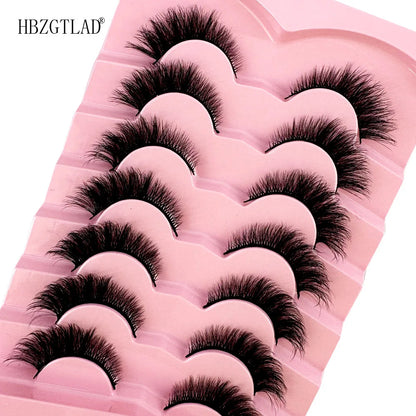 NEW 7Pairs Cat Eye Lashes Faux Mink Eyelashes Natural long Full Strip Lashes Winged End Eye Elongated Fake Lashes Soft Eyelashes