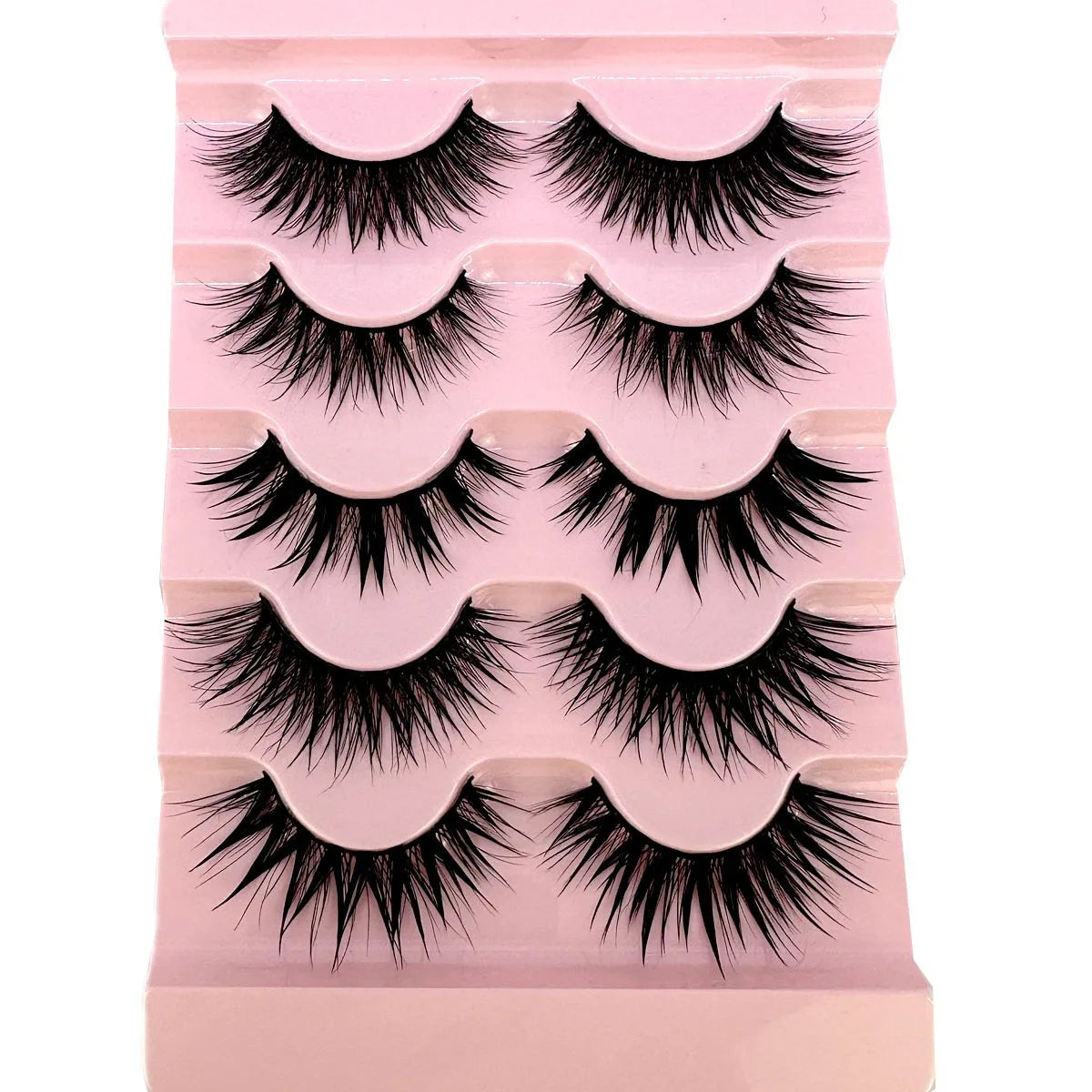 NEW 5Pairs Cosplay Anime Eyelashes Makeup Women Manga Lashes Dramatic Fairy Clusters False Lashes Wet Look Fake Lashes