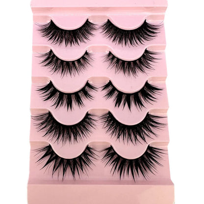 NEW 5Pairs Cosplay Anime Eyelashes Makeup Women Manga Lashes Dramatic Fairy Clusters False Lashes Wet Look Fake Lashes