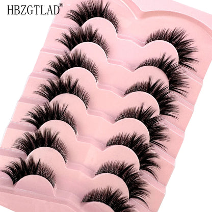 NEW 7Pairs Cat Eye Lashes Faux Mink Eyelashes Natural long Full Strip Lashes Winged End Eye Elongated Fake Lashes Soft Eyelashes
