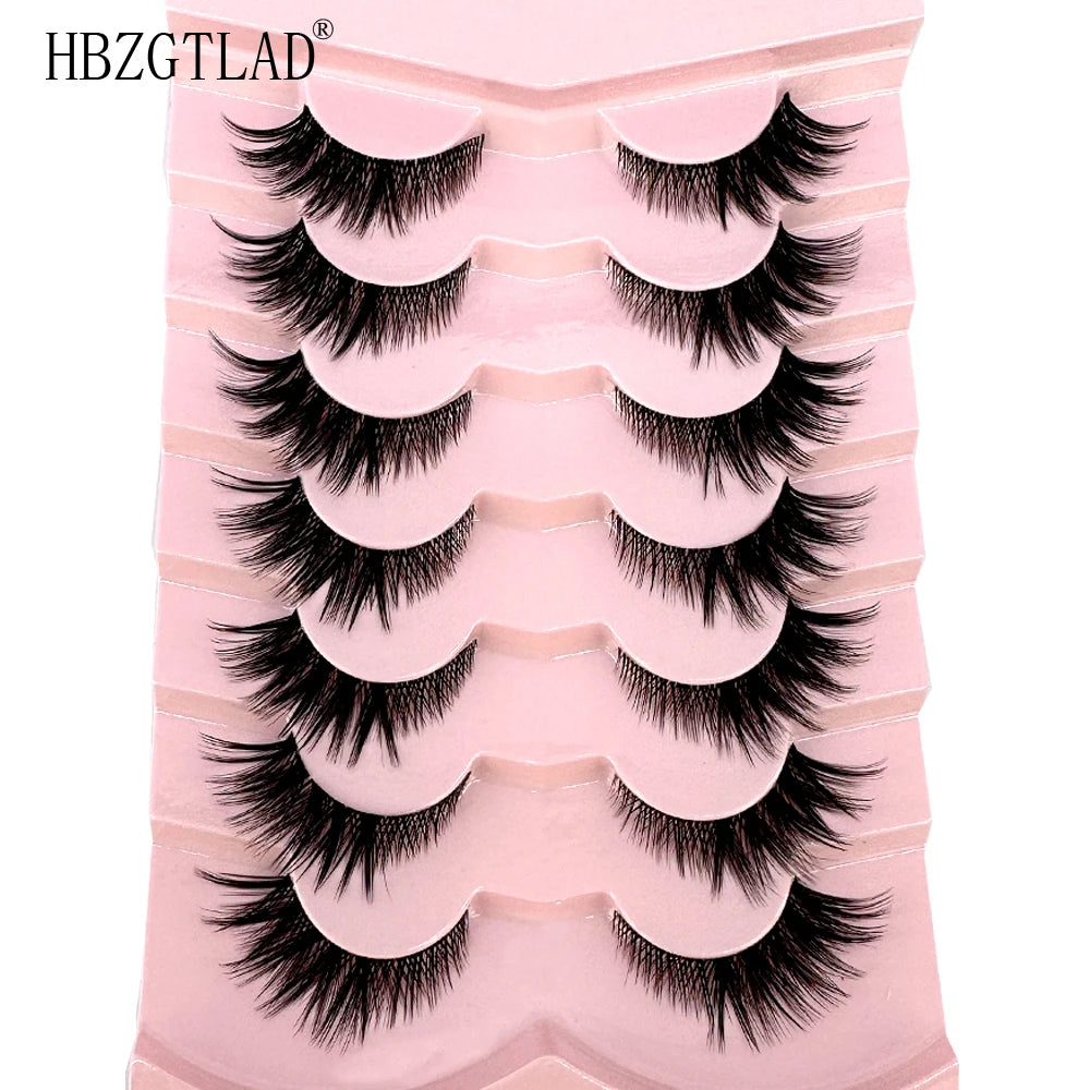 NEW 7Pairs Cat Eye Lashes Faux Mink Eyelashes Natural long Full Strip Lashes Winged End Eye Elongated Fake Lashes Soft Eyelashes