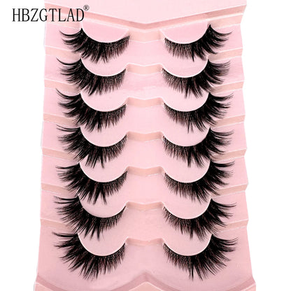 NEW 7Pairs Cat Eye Lashes Faux Mink Eyelashes Natural long Full Strip Lashes Winged End Eye Elongated Fake Lashes Soft Eyelashes