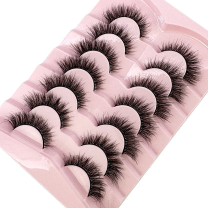 Mink Lashes Natural Look False Eyelashes Wispy Cat Eye Lashes Fluffy 3D Mink Lashes Natural Fake Lashes Strip Lashes Pack 7Pairs