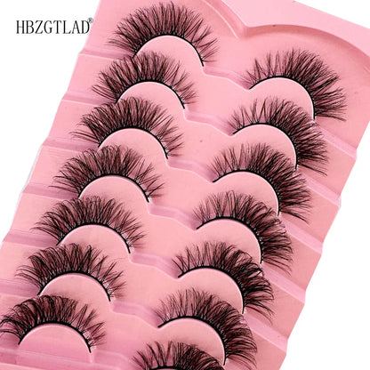NEW 7Pairs Cat Eye Lashes Faux Mink Eyelashes Natural long Full Strip Lashes Winged End Eye Elongated Fake Lashes Soft Eyelashes