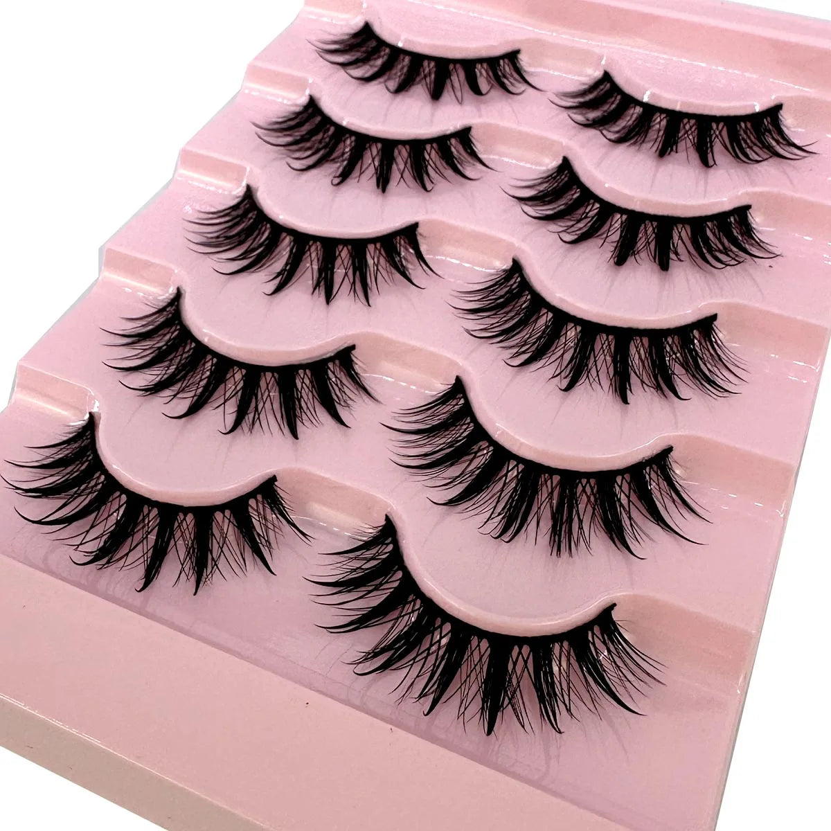 NEW 5Pairs Cosplay Anime Eyelashes Makeup Women Manga Lashes Dramatic Fairy Clusters False Lashes Wet Look Fake Lashes