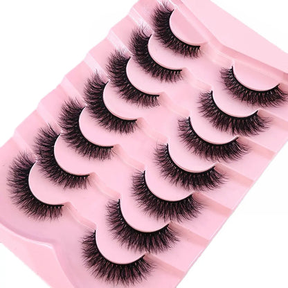 New 7 Pairs Mink Lashes Natural Look False Eyelashes Wispy Cat Eye Lashes Fluffy 3D Mink Lashes Natural Fake Lashes Strip Lashes