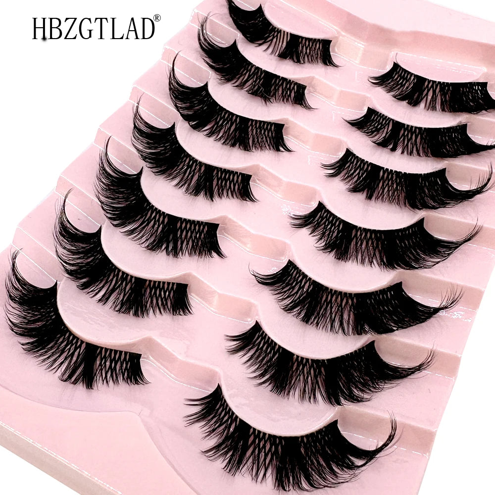 NEW 7Pairs Cat Eye Lashes Faux Mink Eyelashes Natural long Full Strip Lashes Winged End Eye Elongated Fake Lashes Soft Eyelashes