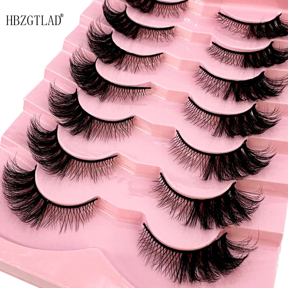 NEW 7Pairs Cat Eye Lashes Faux Mink Eyelashes Natural long Full Strip Lashes Winged End Eye Elongated Fake Lashes Soft Eyelashes