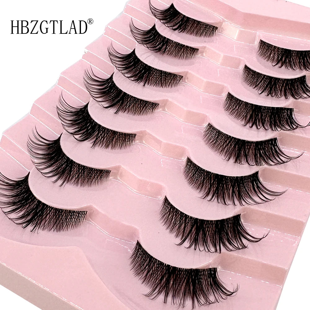 NEW 7Pairs Cat Eye Lashes Faux Mink Eyelashes Natural long Full Strip Lashes Winged End Eye Elongated Fake Lashes Soft Eyelashes