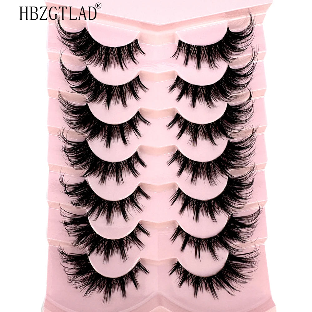 NEW 7Pairs Cat Eye Lashes Faux Mink Eyelashes Natural long Full Strip Lashes Winged End Eye Elongated Fake Lashes Soft Eyelashes