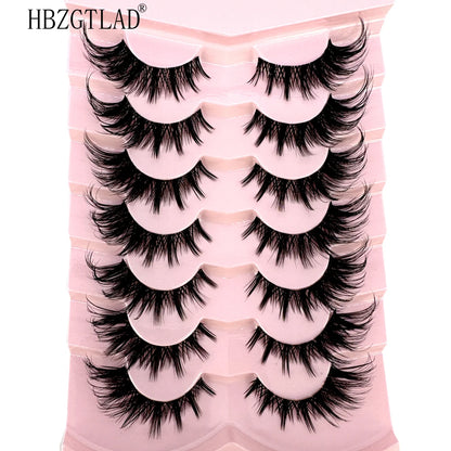 NEW 7Pairs Cat Eye Lashes Faux Mink Eyelashes Natural long Full Strip Lashes Winged End Eye Elongated Fake Lashes Soft Eyelashes