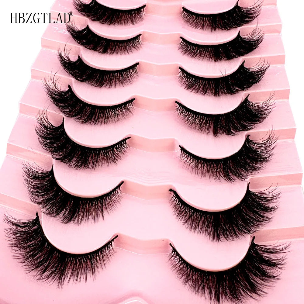 NEW 7Pairs Cat Eye Lashes Faux Mink Eyelashes Natural long Full Strip Lashes Winged End Eye Elongated Fake Lashes Soft Eyelashes