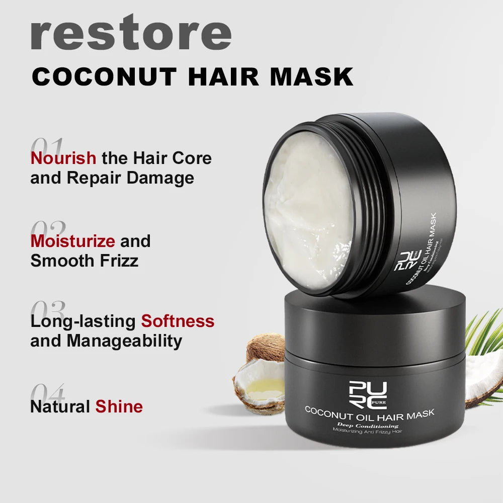 PURC Coconut Oil Hair Mask Repair Damaged Frizz Smoothing Nourishing Keratin Hair Treatments Masks Hair Care Products