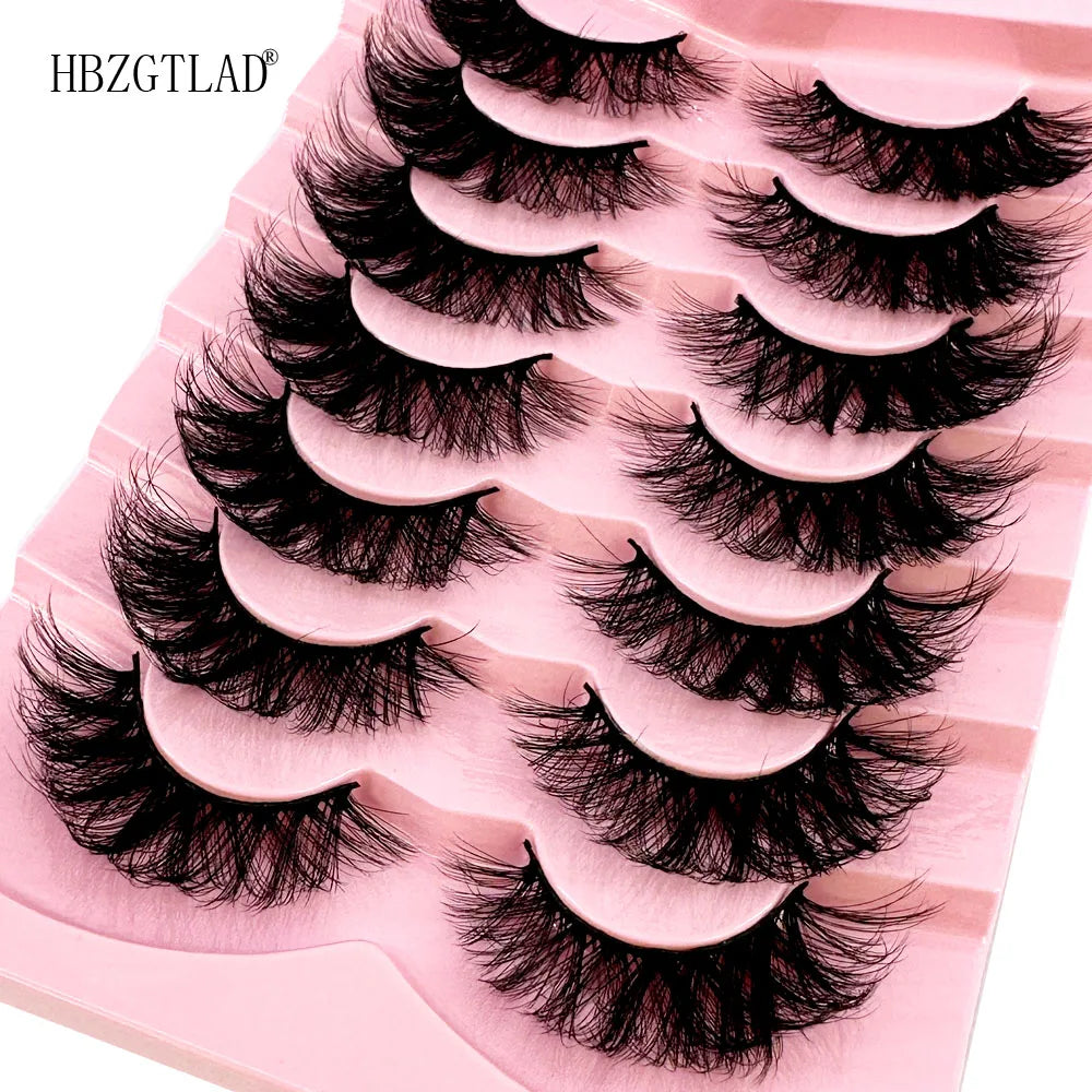 NEW 7Pairs Cat Eye Lashes Faux Mink Eyelashes Natural long Full Strip Lashes Winged End Eye Elongated Fake Lashes Soft Eyelashes