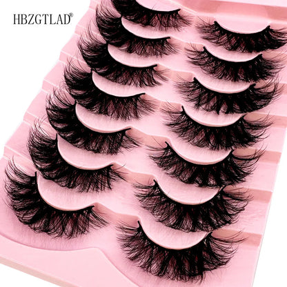 NEW 7Pairs Cat Eye Lashes Faux Mink Eyelashes Natural long Full Strip Lashes Winged End Eye Elongated Fake Lashes Soft Eyelashes