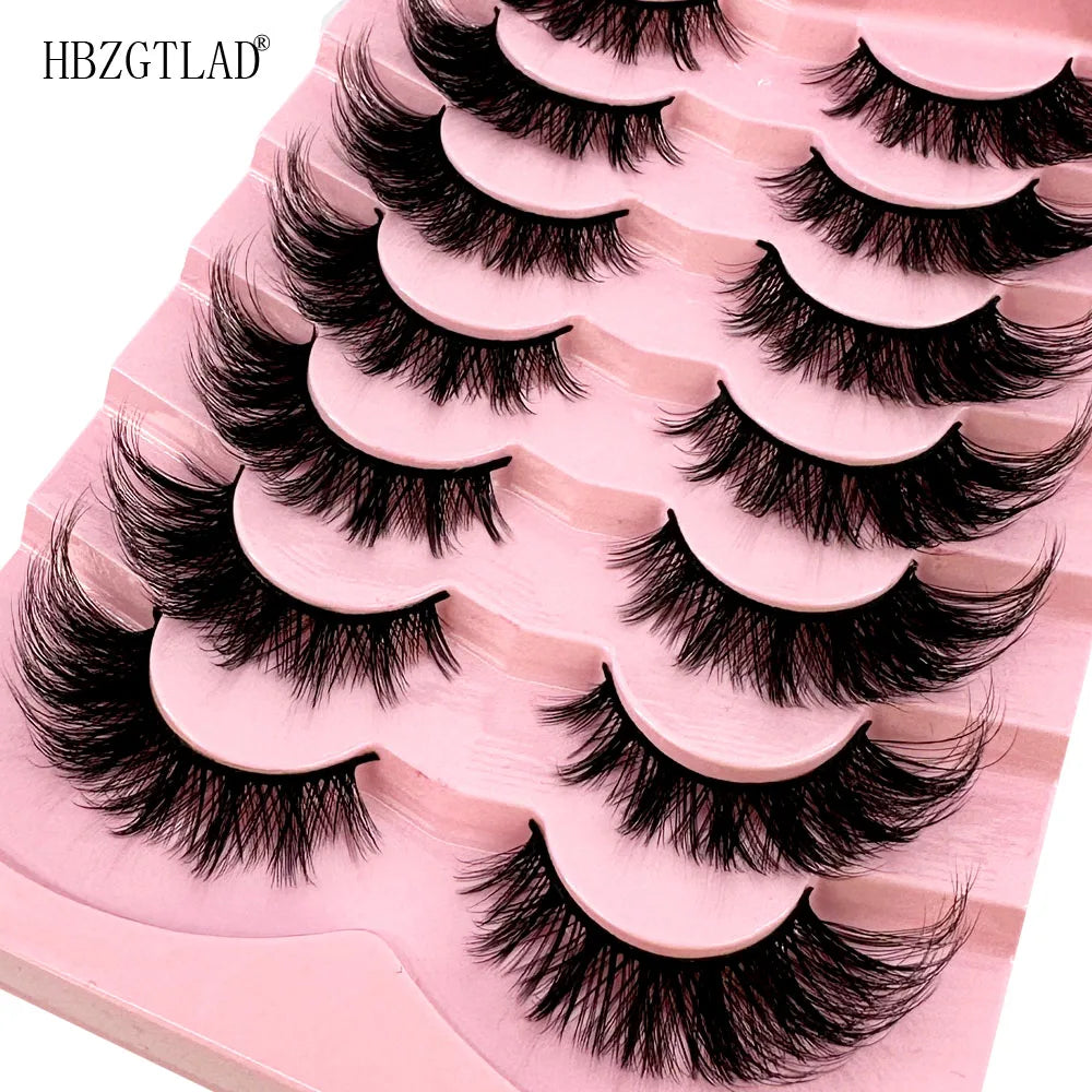 NEW 7Pairs Cat Eye Lashes Faux Mink Eyelashes Natural long Full Strip Lashes Winged End Eye Elongated Fake Lashes Soft Eyelashes