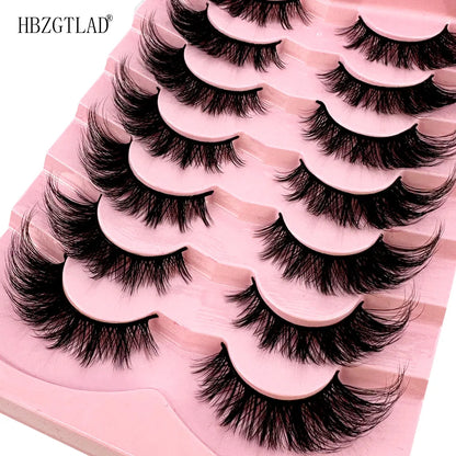 NEW 7Pairs Cat Eye Lashes Faux Mink Eyelashes Natural long Full Strip Lashes Winged End Eye Elongated Fake Lashes Soft Eyelashes