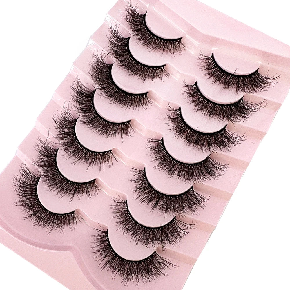 Mink Lashes Natural Look False Eyelashes Wispy Cat Eye Lashes Fluffy 3D Mink Lashes Natural Fake Lashes Strip Lashes Pack 7Pairs