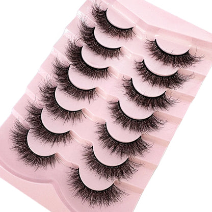 Mink Lashes Natural Look False Eyelashes Wispy Cat Eye Lashes Fluffy 3D Mink Lashes Natural Fake Lashes Strip Lashes Pack 7Pairs
