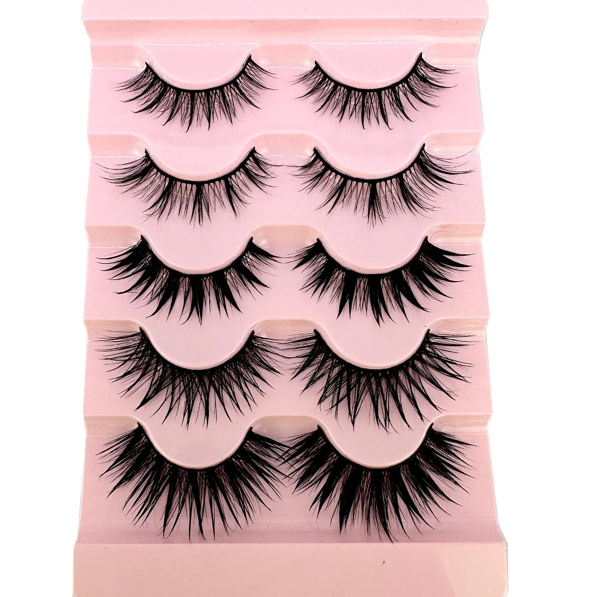NEW 5Pairs Cosplay Anime Eyelashes Makeup Women Manga Lashes Dramatic Fairy Clusters False Lashes Wet Look Fake Lashes