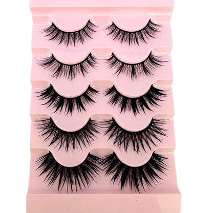 NEW 5Pairs Cosplay Anime Eyelashes Makeup Women Manga Lashes Dramatic Fairy Clusters False Lashes Wet Look Fake Lashes