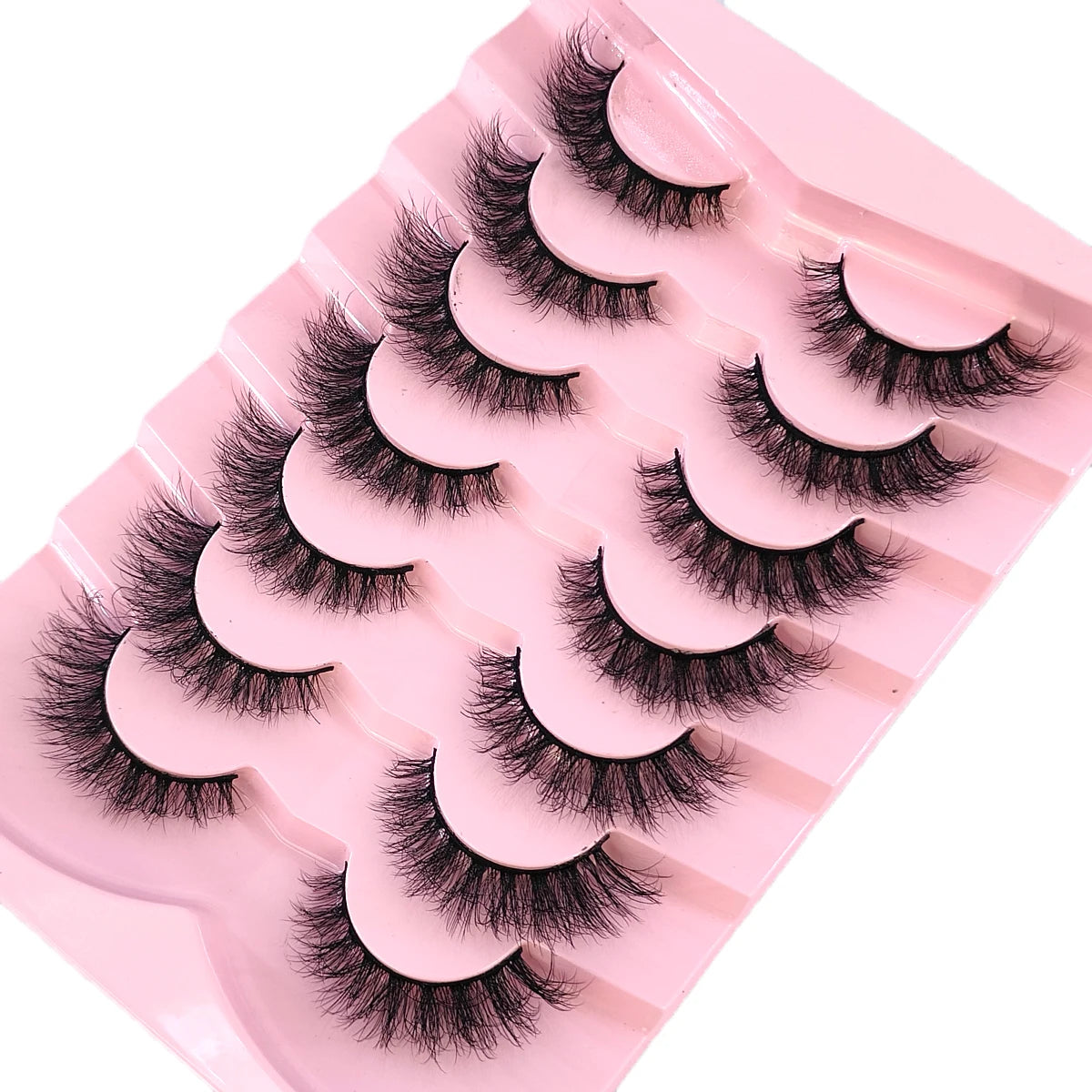 New 7 Pairs Mink Lashes Natural Look False Eyelashes Wispy Cat Eye Lashes Fluffy 3D Mink Lashes Natural Fake Lashes Strip Lashes