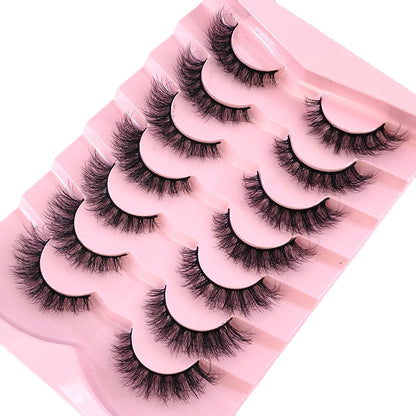 New 7 Pairs Mink Lashes Natural Look False Eyelashes Wispy Cat Eye Lashes Fluffy 3D Mink Lashes Natural Fake Lashes Strip Lashes