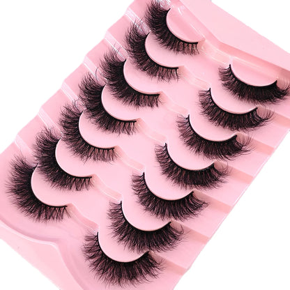 New 7 Pairs Mink Lashes Natural Look False Eyelashes Wispy Cat Eye Lashes Fluffy 3D Mink Lashes Natural Fake Lashes Strip Lashes