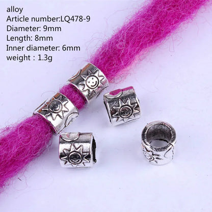 5Pcs/bag Metal Hair Braid Rings Dreadlock Beads Cuffs Tubes 3D Charms Dreadlock Dread Hair Braids Jewelry Decoration Accessories